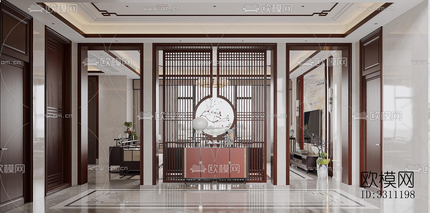 现代客餐厅效果图下载（渲染图3）