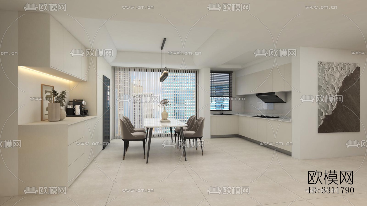 现代客餐厅效果图下载（渲染图2）