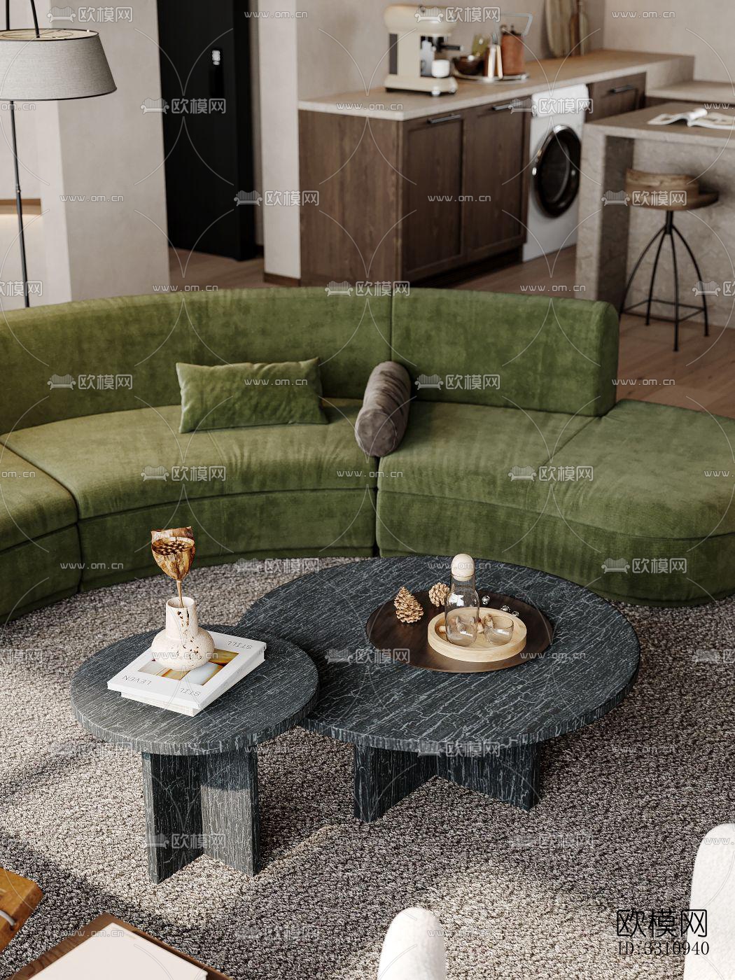 现代客餐厅效果图下载（渲染图2）