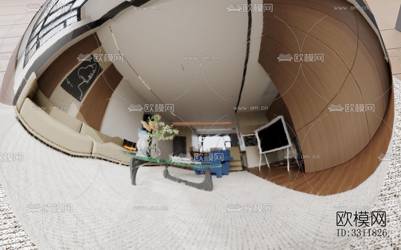 现代客餐厅效果图下载（渲染图3）