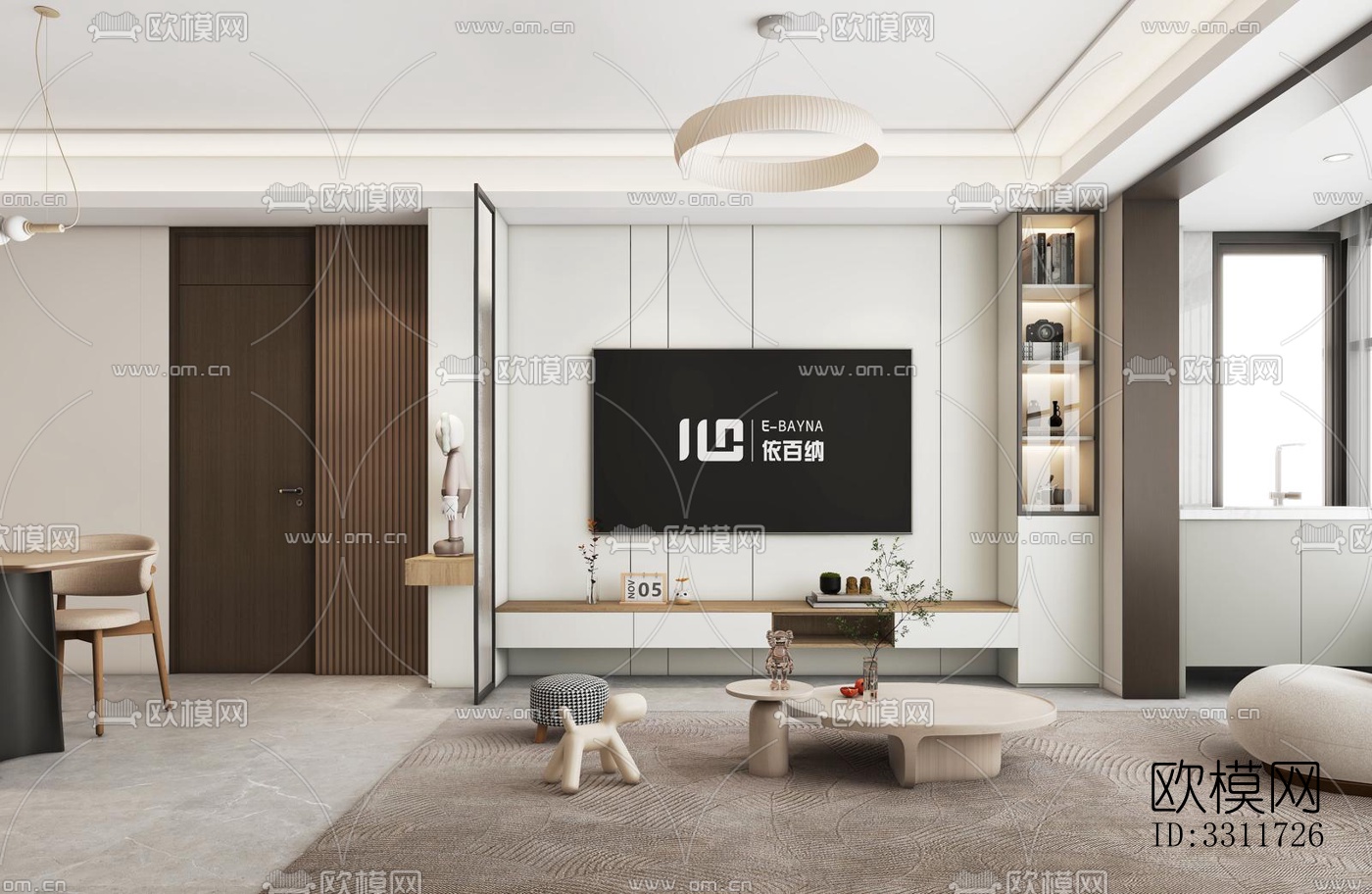 现代客餐厅效果图下载（渲染图4）