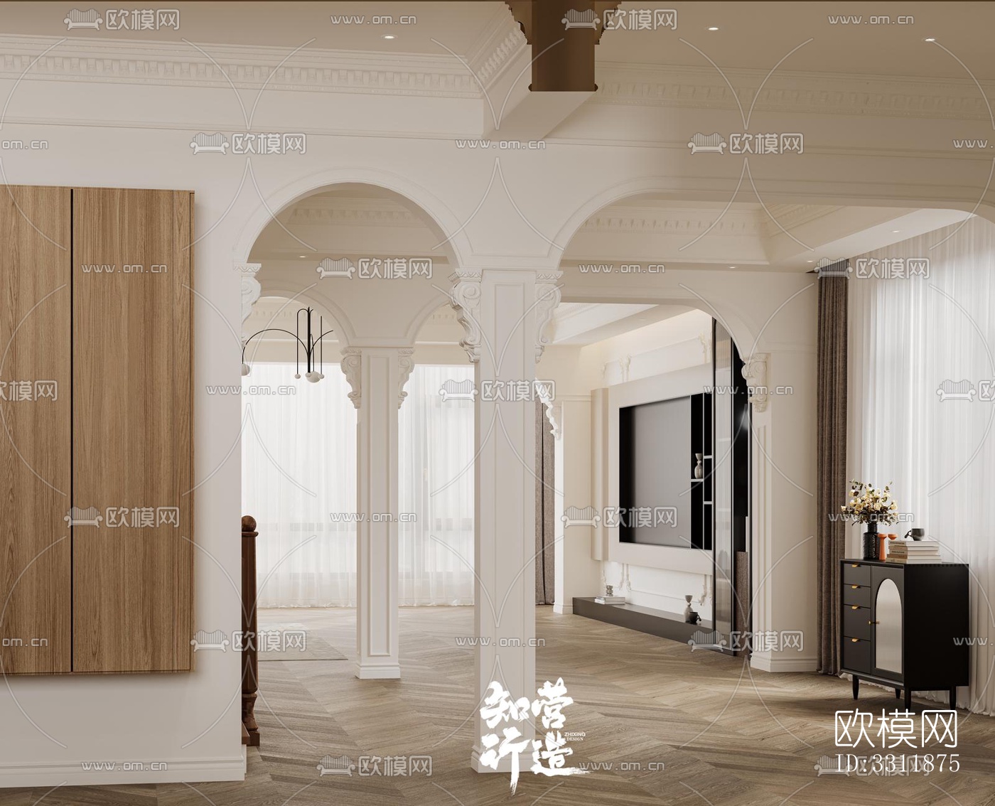 现代客餐厅效果图下载（渲染图4）