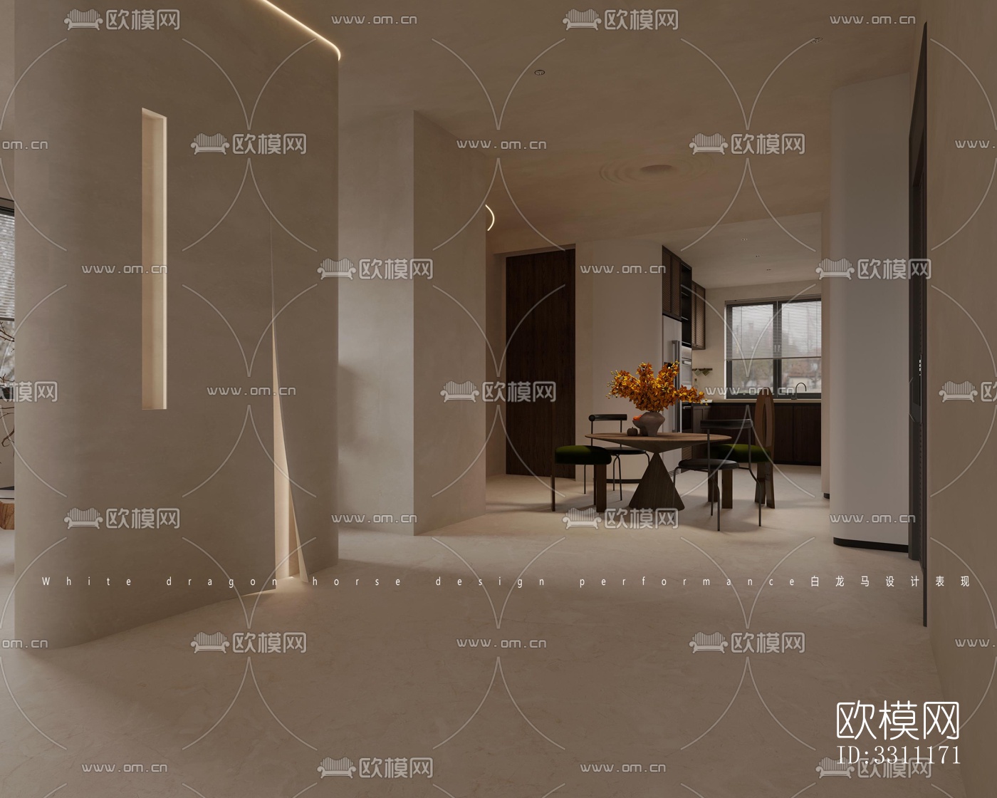 现代客餐厅效果图下载（渲染图6）