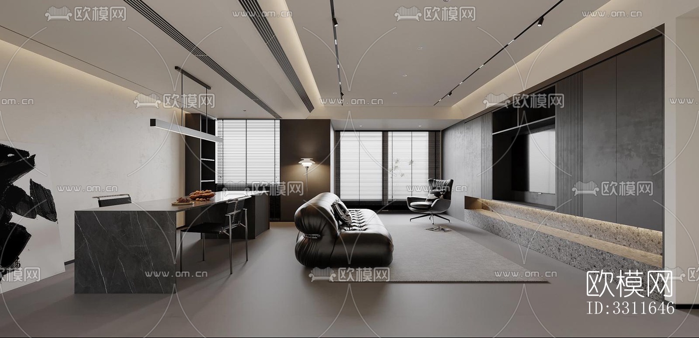 现代客餐厅效果图下载（渲染图3）