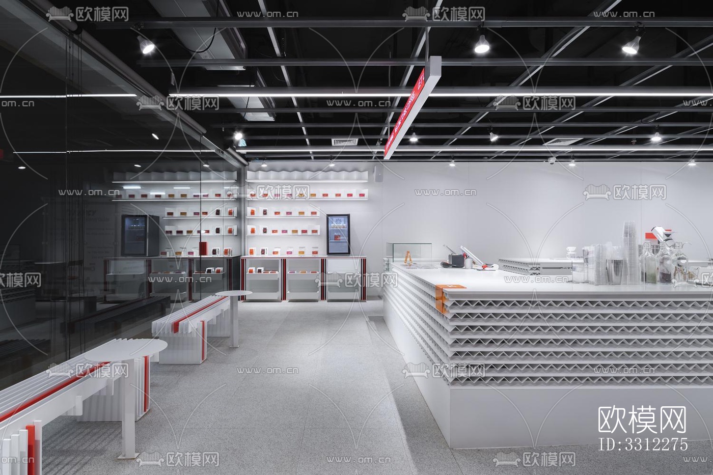 现代咖啡奶茶效果图下载（渲染图2）