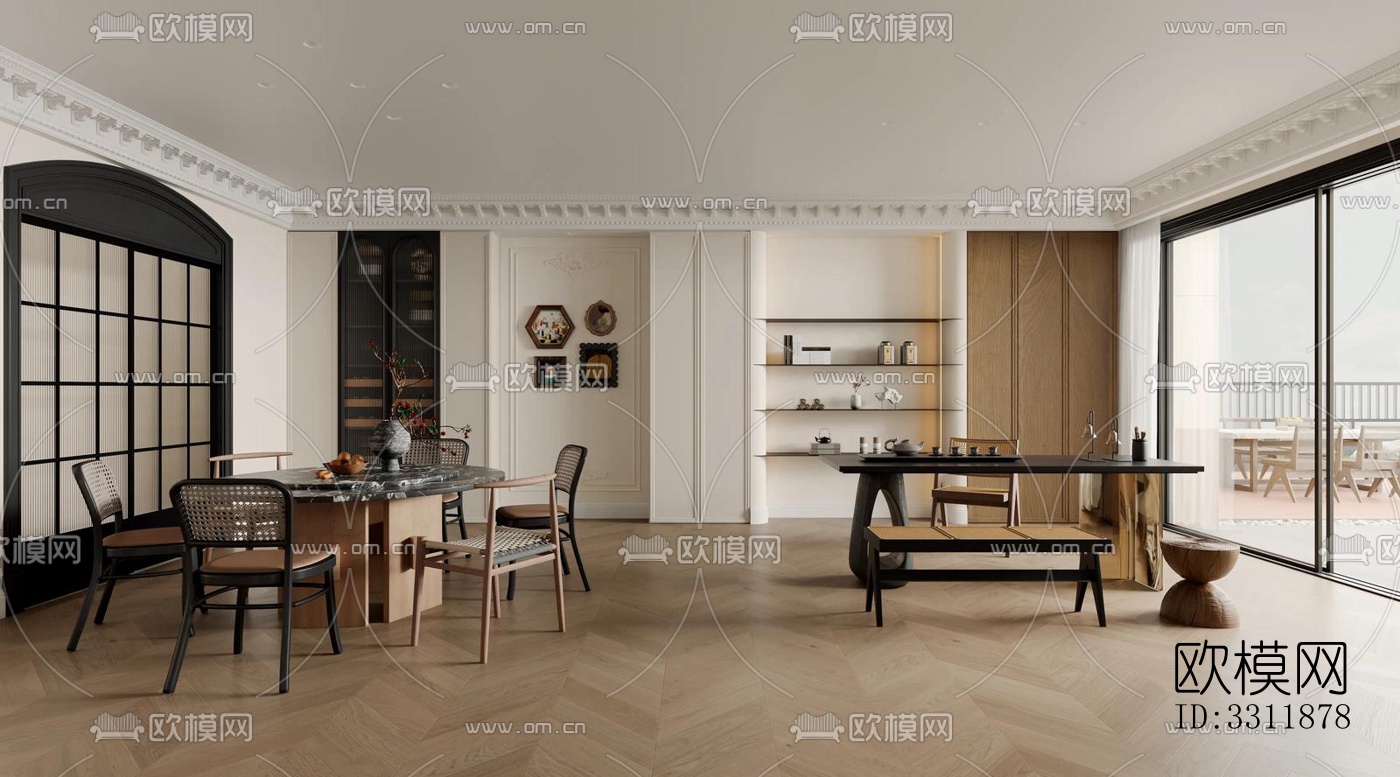 现代客餐厅效果图下载（渲染图5）