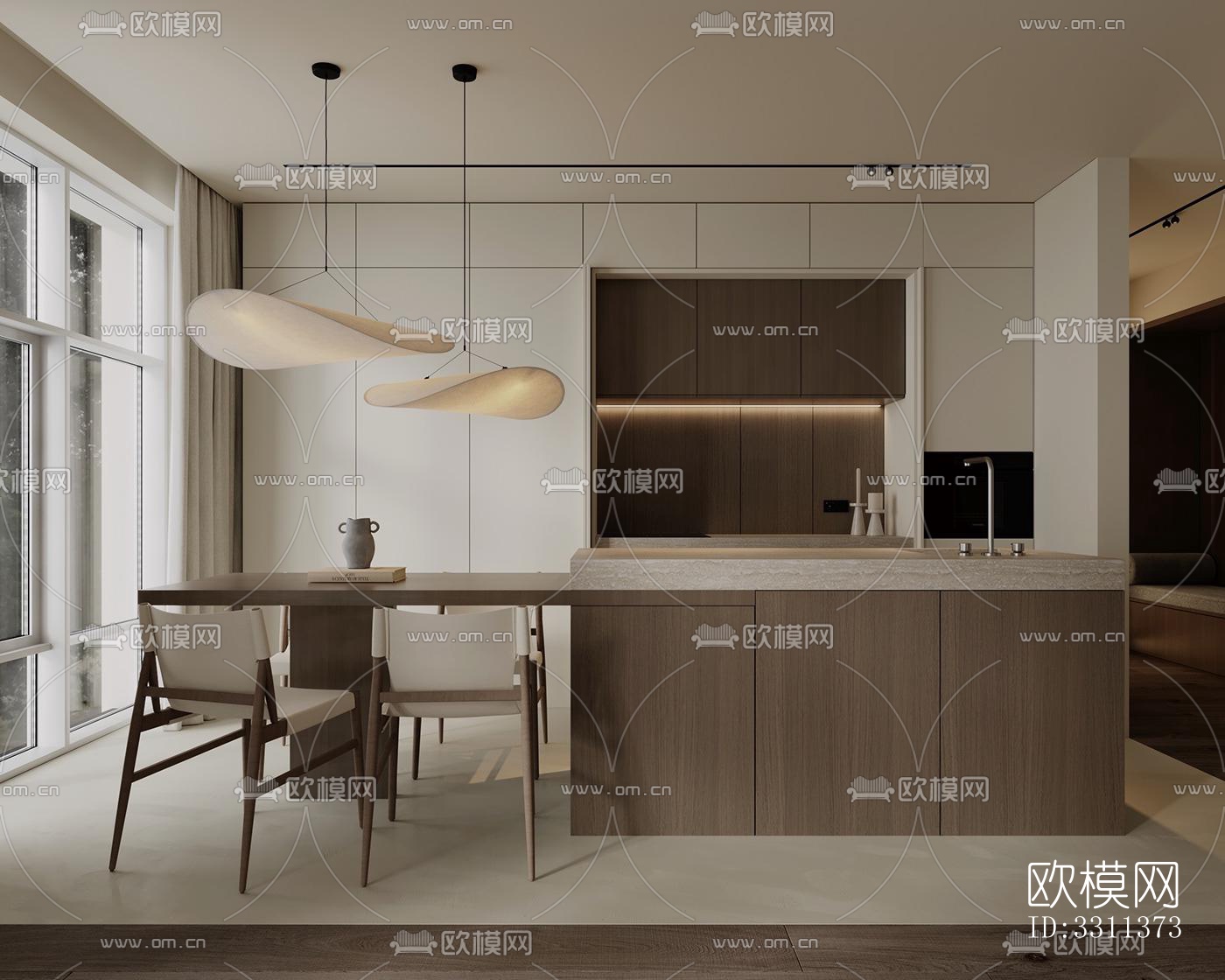 现代客餐厅效果图下载（渲染图8）