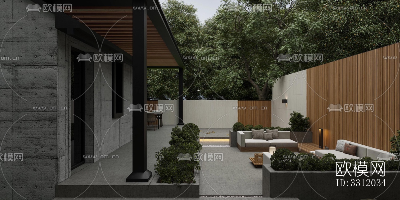 现代阳台花园效果图下载（渲染图14）