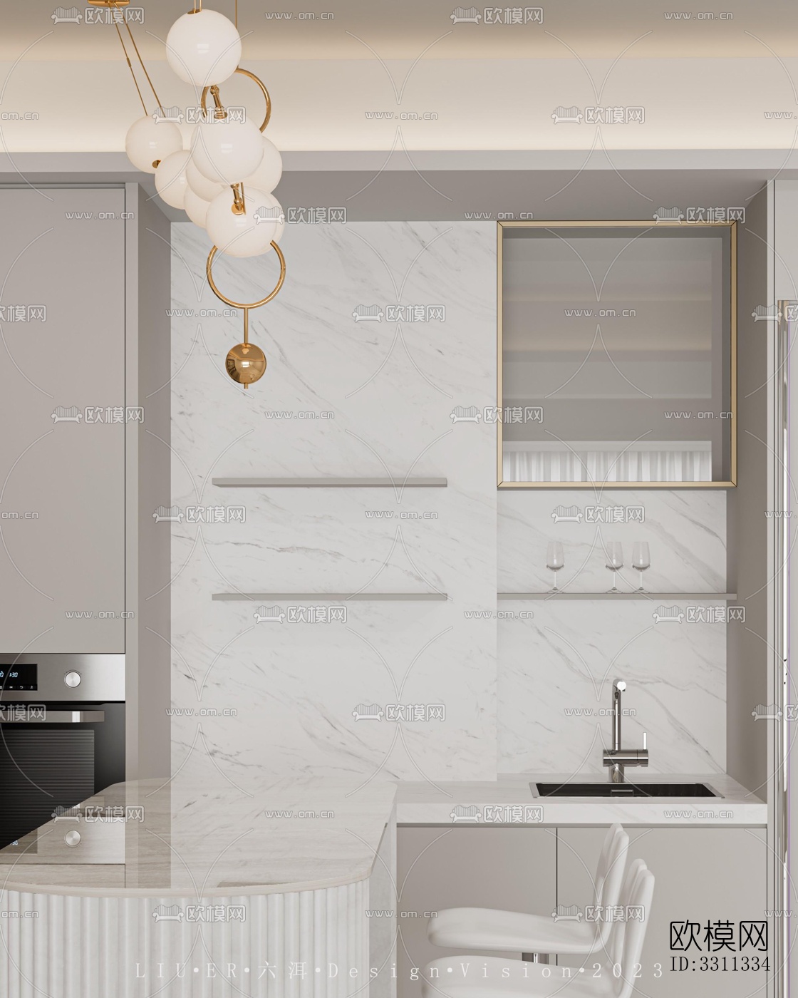 现代客餐厅效果图下载（渲染图9）