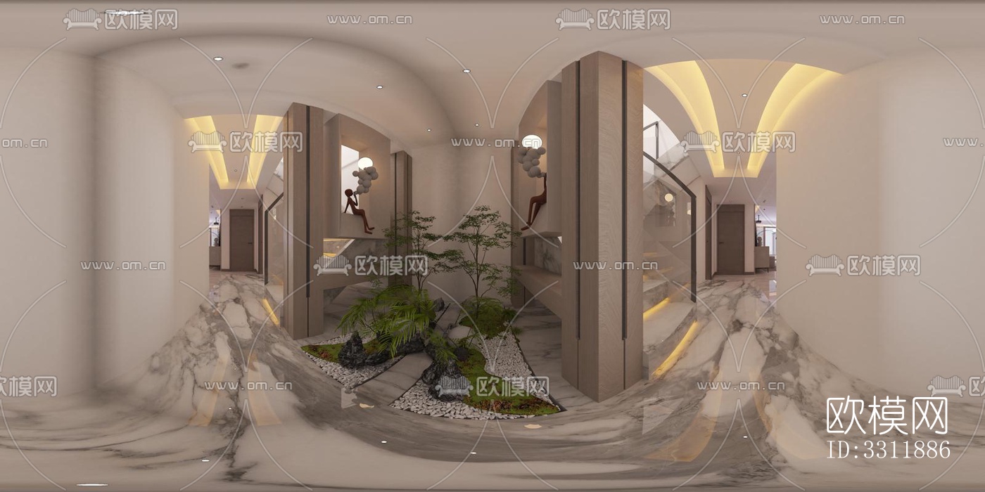 现代客餐厅效果图下载（渲染图4）