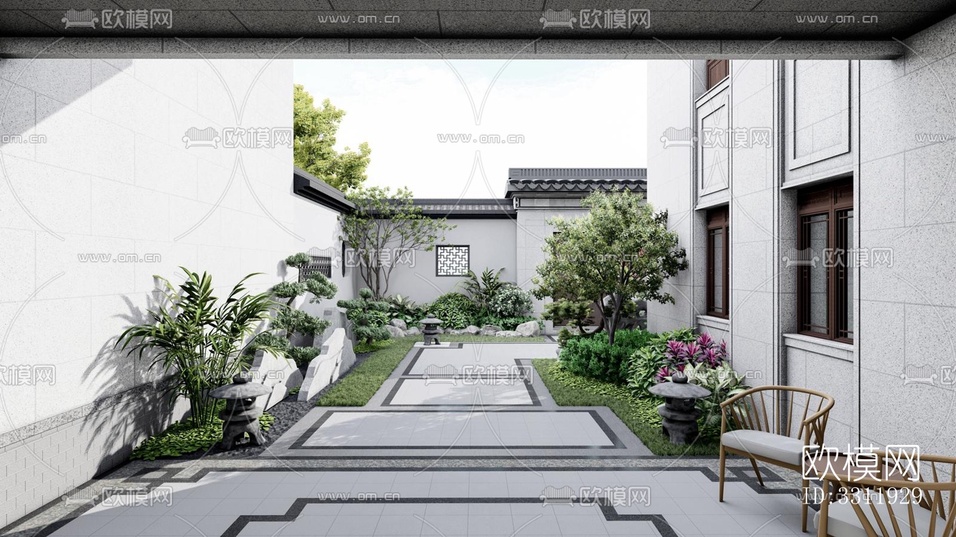 中式陽臺花園效果圖下載(渲染圖4)