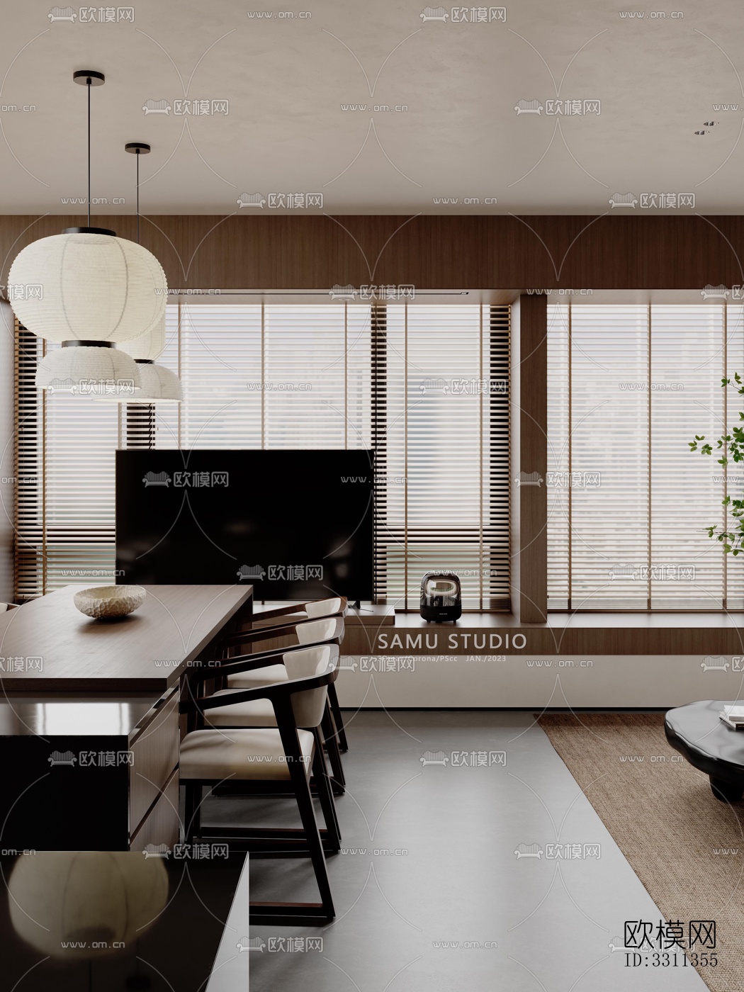 现代客餐厅效果图下载（渲染图9）