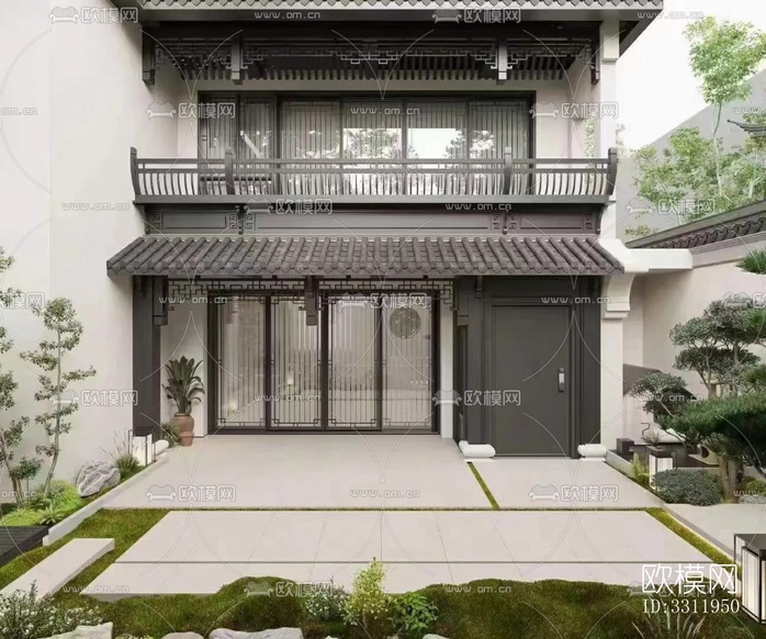 新中式陽臺花園效果圖下載(渲染圖2)