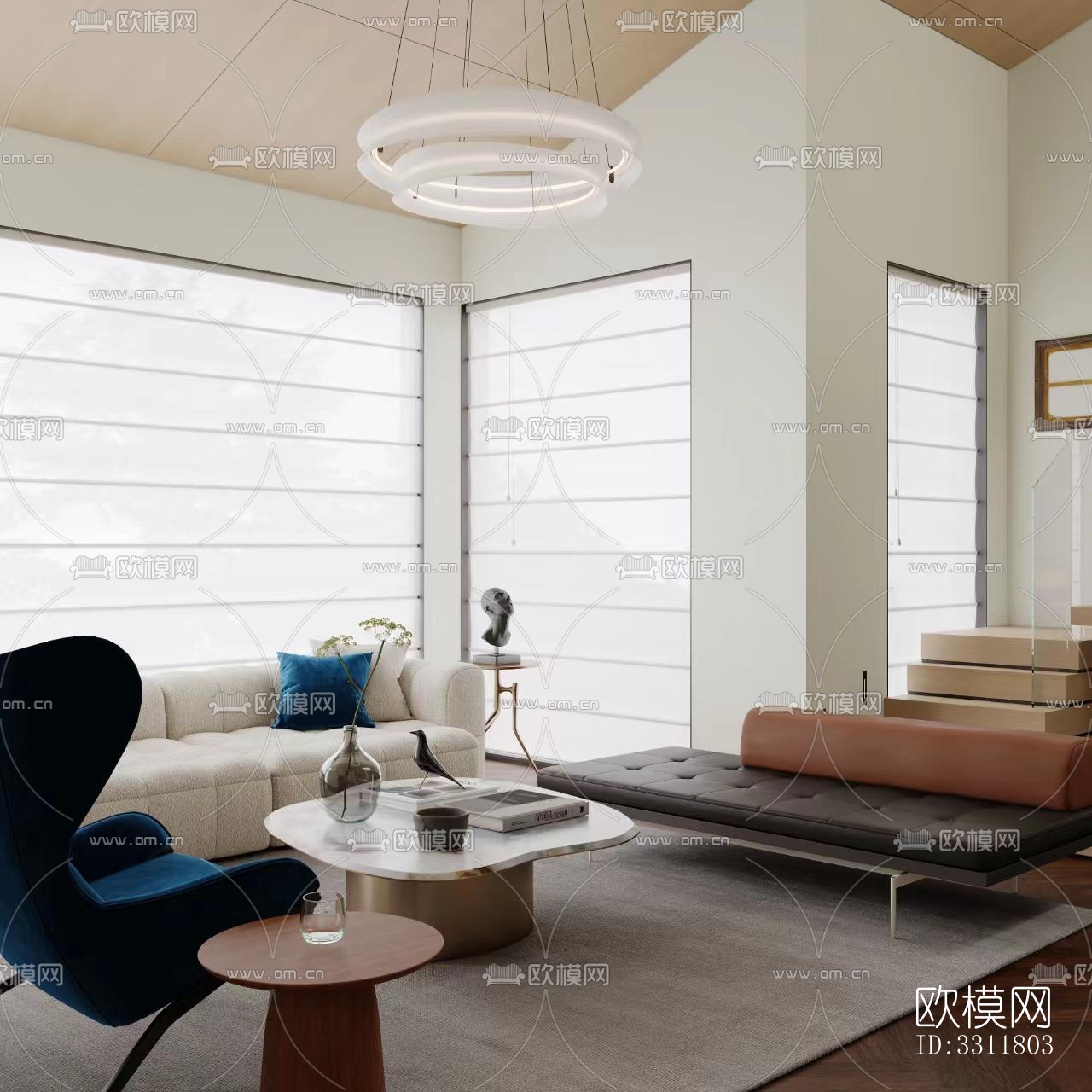 现代客餐厅效果图下载（渲染图5）