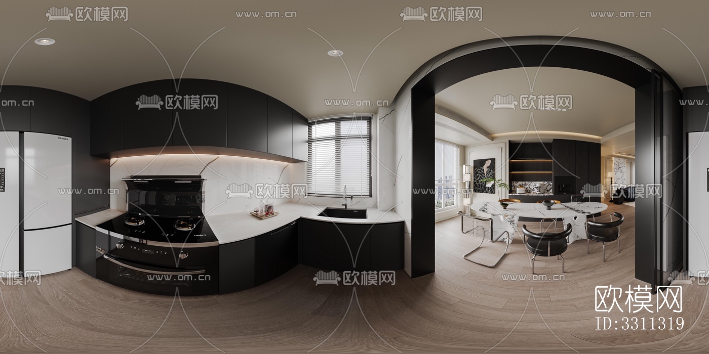 现代客餐厅效果图下载（渲染图8）