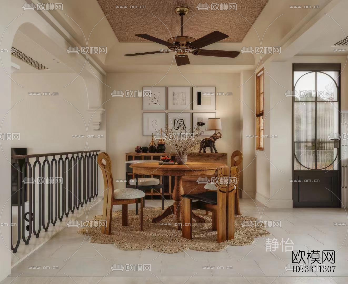 现代客餐厅效果图下载（渲染图5）