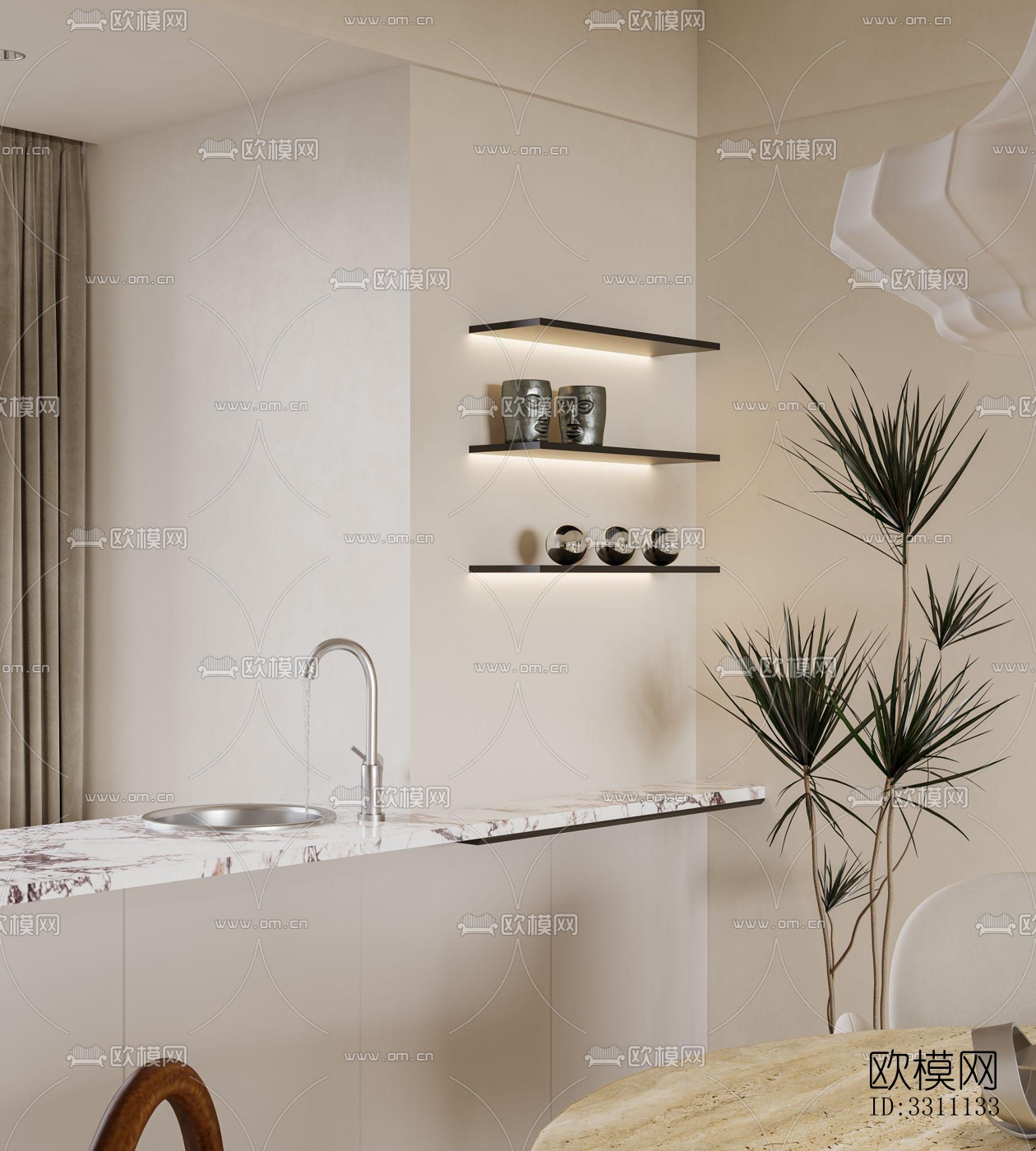 现代客餐厅效果图下载（渲染图5）