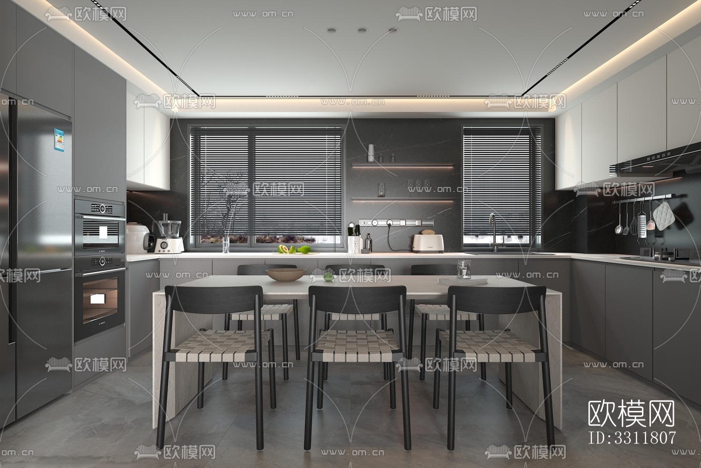 现代客餐厅效果图下载（渲染图3）