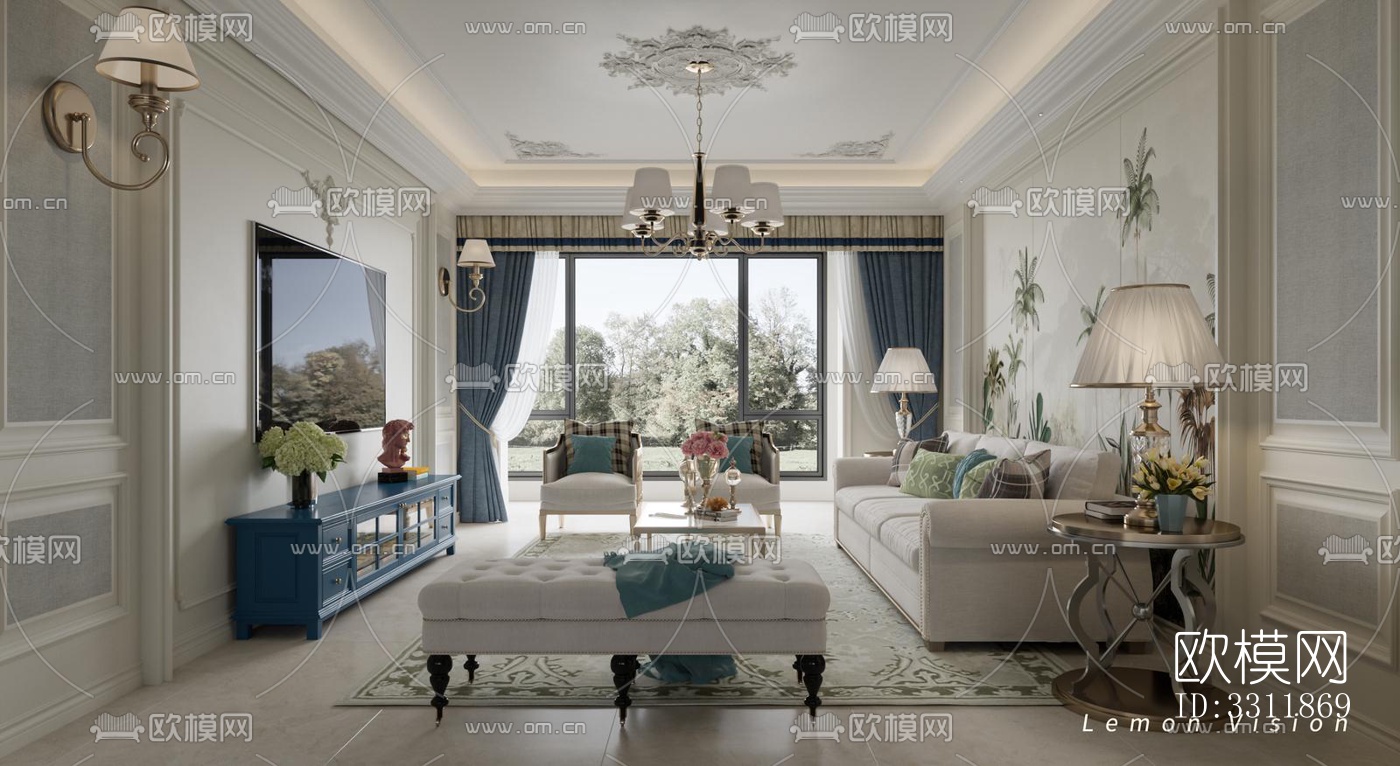 现代客餐厅效果图下载（渲染图4）