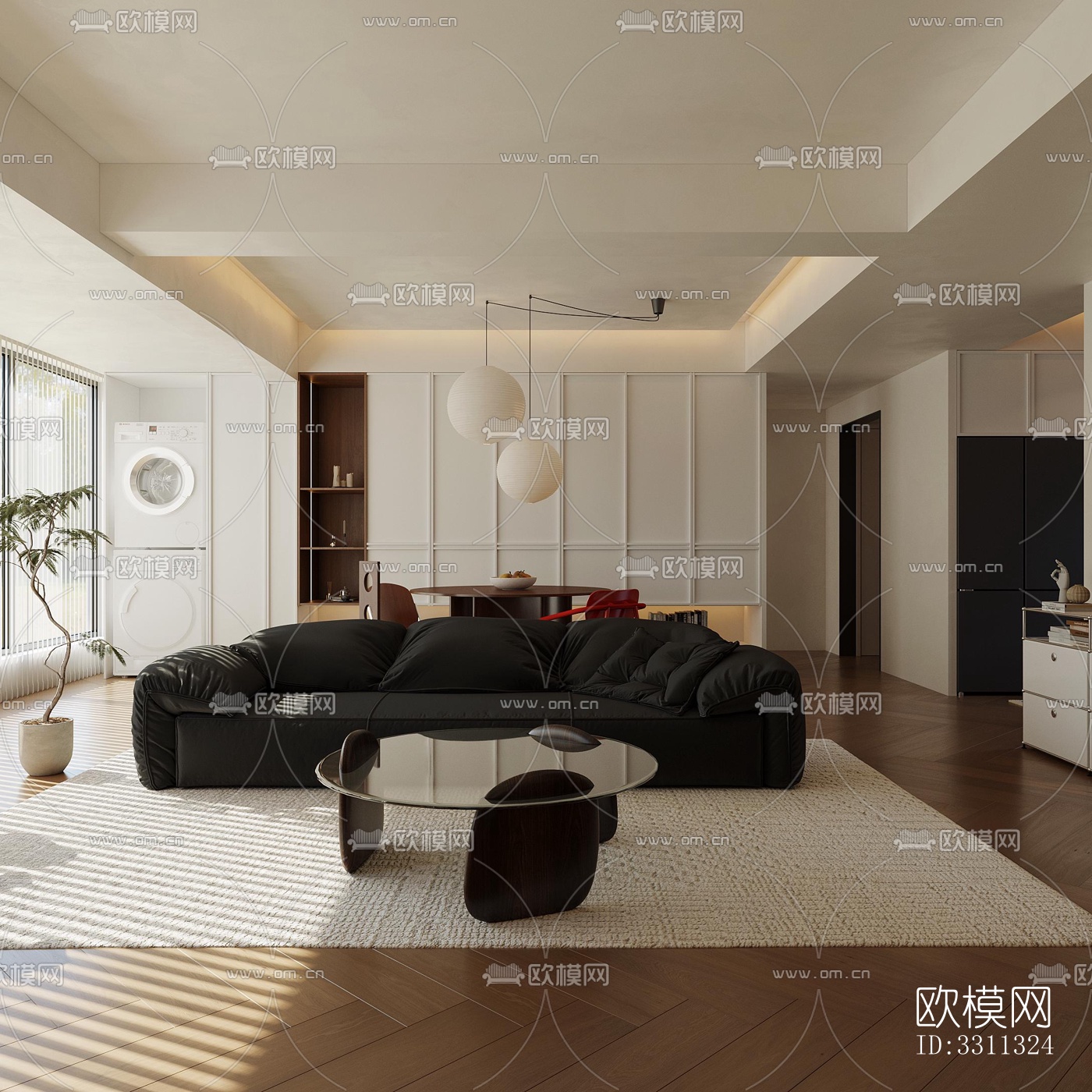 现代客餐厅效果图下载（渲染图5）