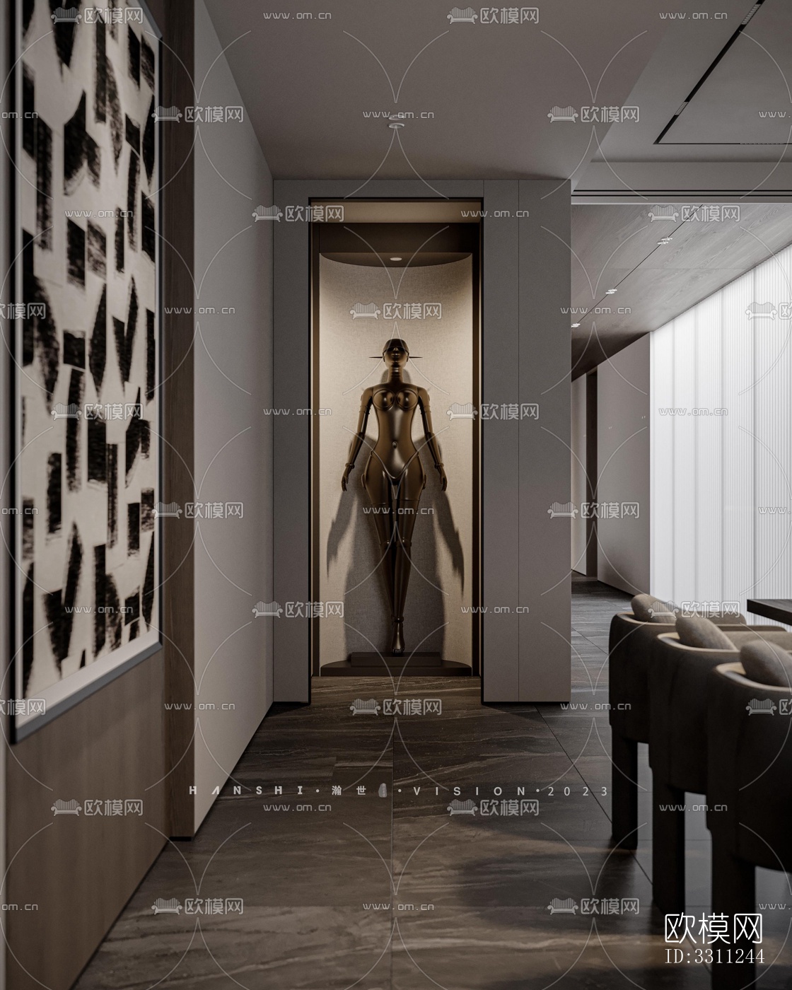 现代客餐厅效果图下载（渲染图5）