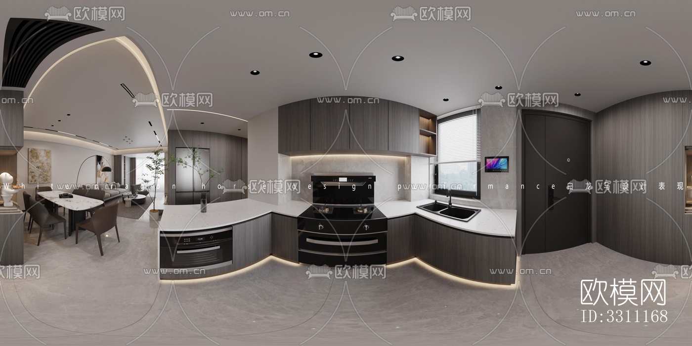 现代客餐厅效果图下载（渲染图3）