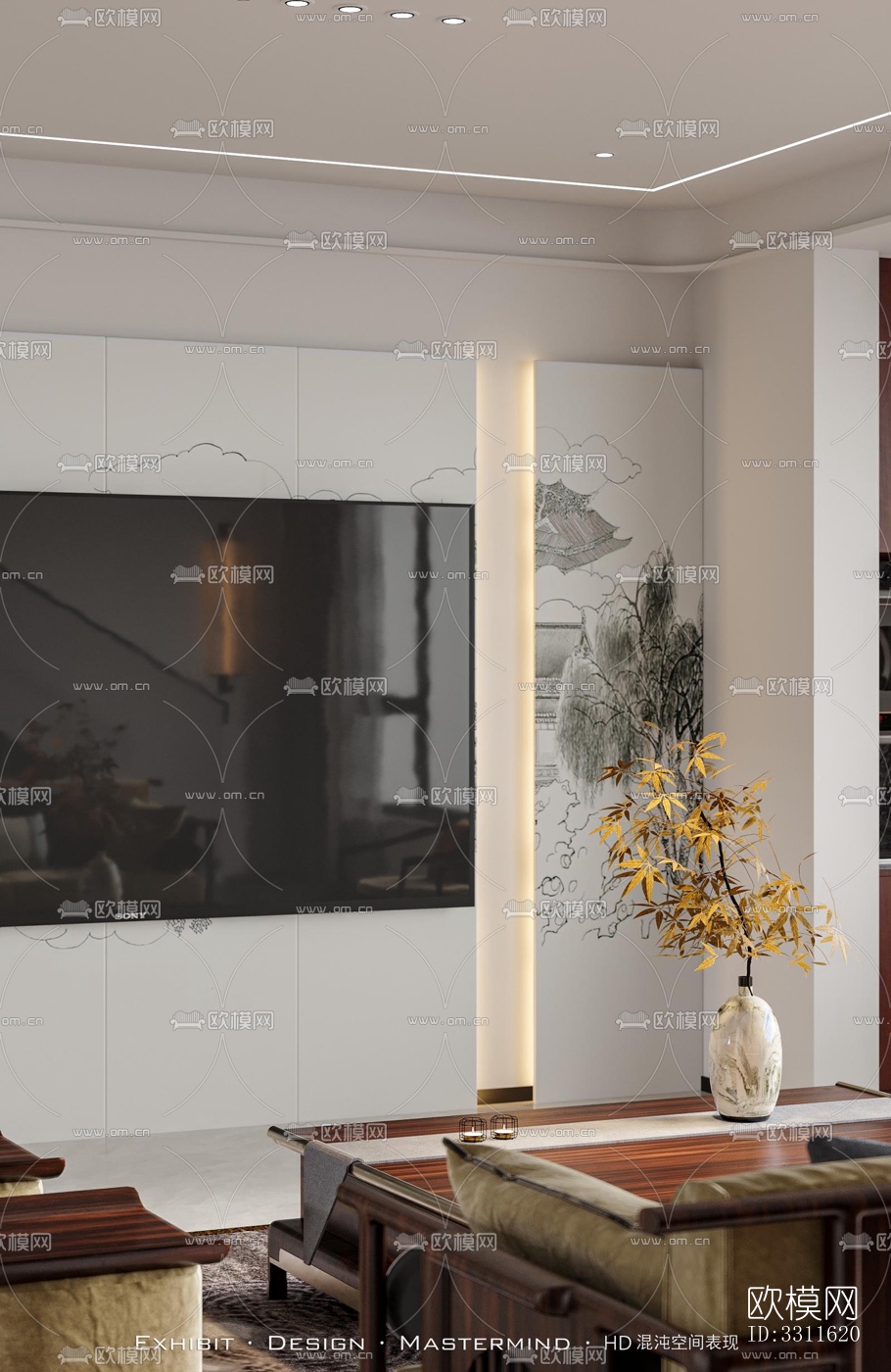 现代客餐厅效果图下载（渲染图1）