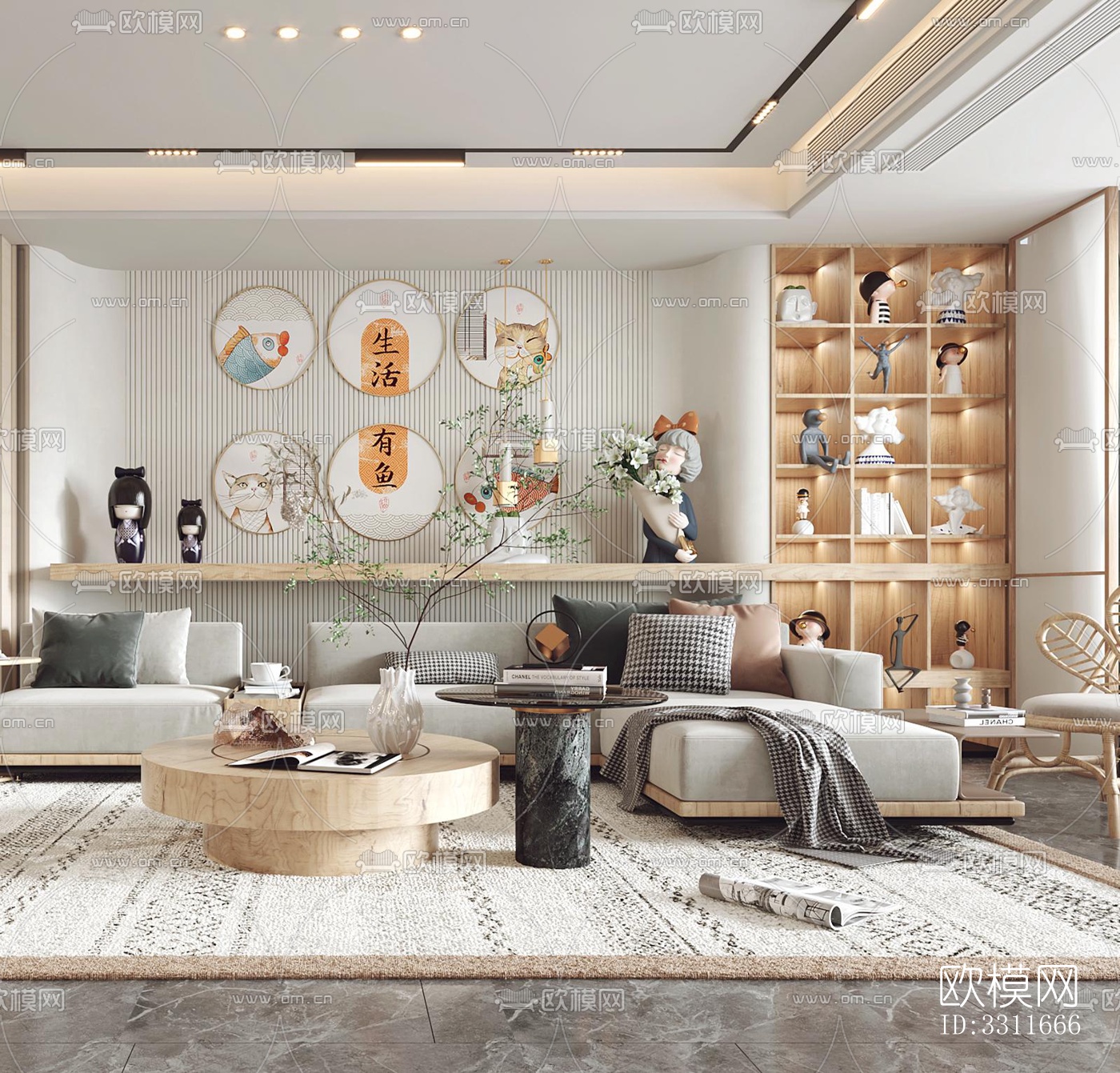 现代客餐厅效果图下载（渲染图5）