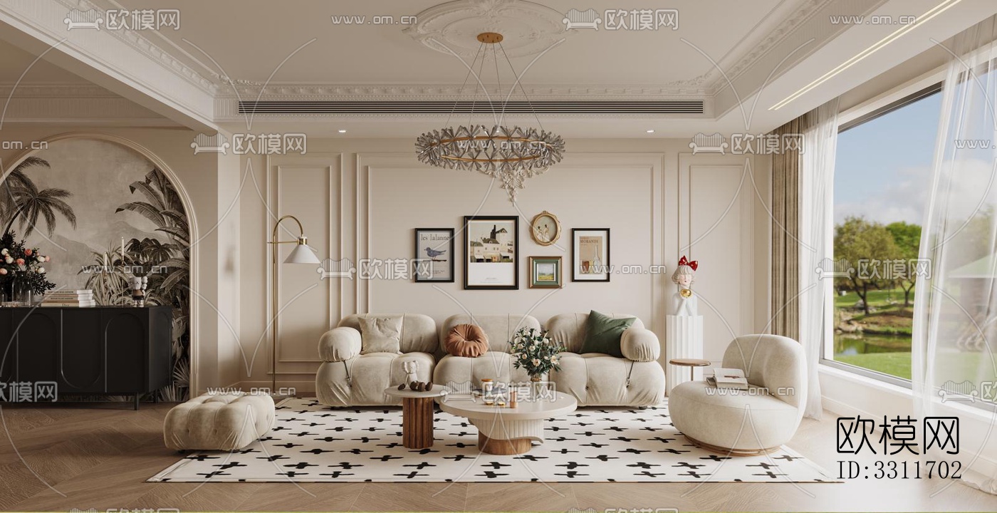 现代客餐厅效果图下载（渲染图2）