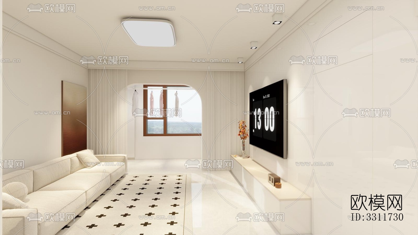 现代客餐厅效果图下载（渲染图2）