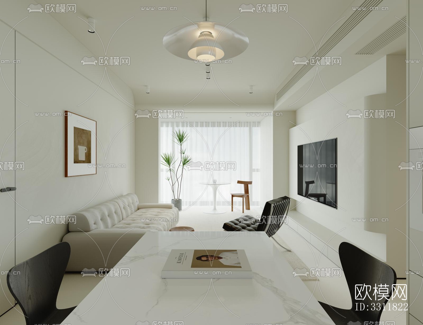 现代客餐厅效果图下载（渲染图4）