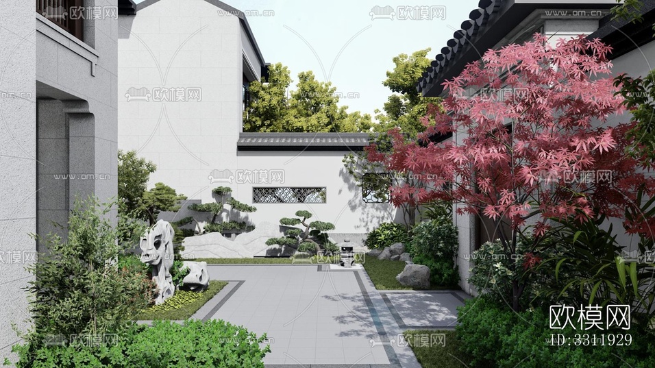 中式陽臺花園效果圖下載(渲染圖5)