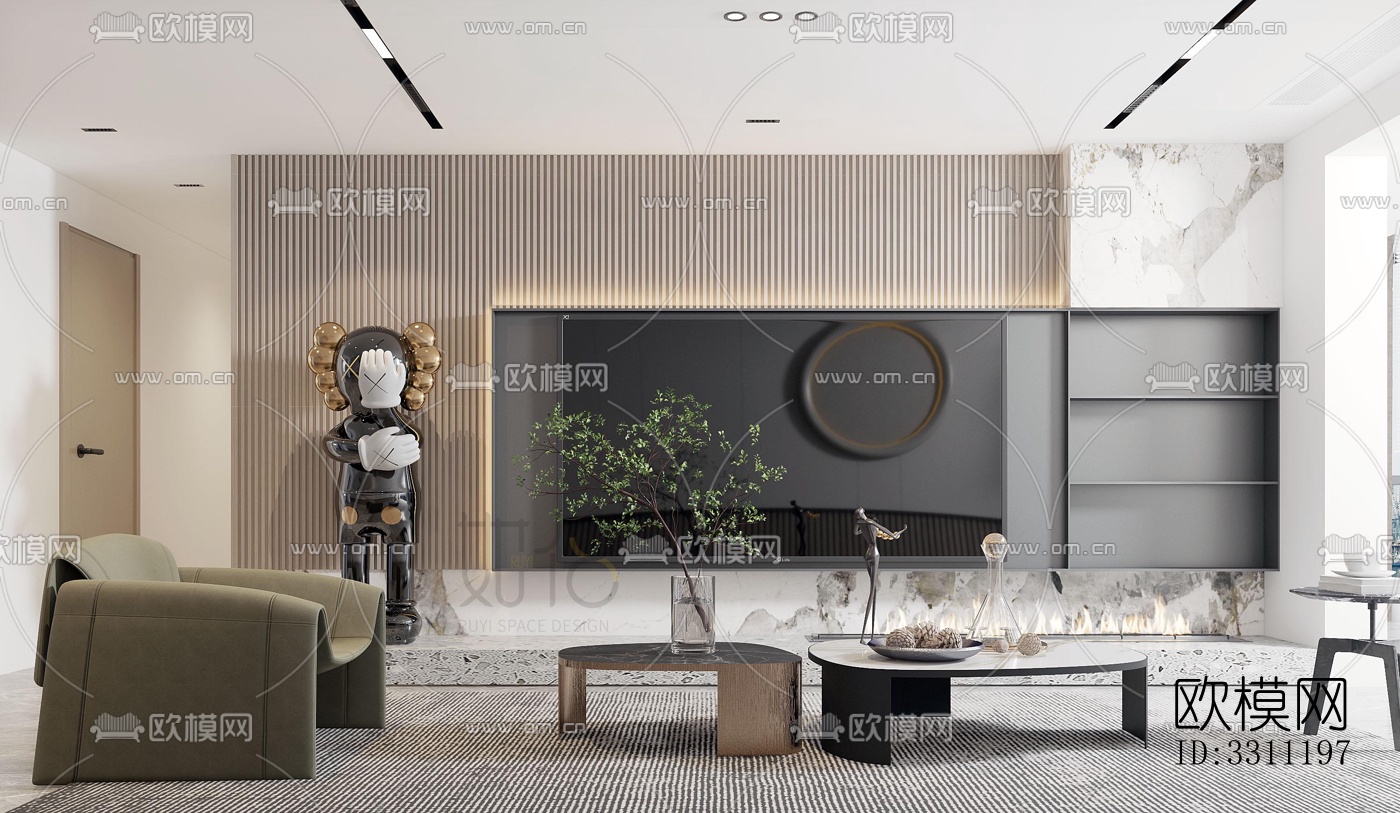 现代客餐厅效果图下载（渲染图5）