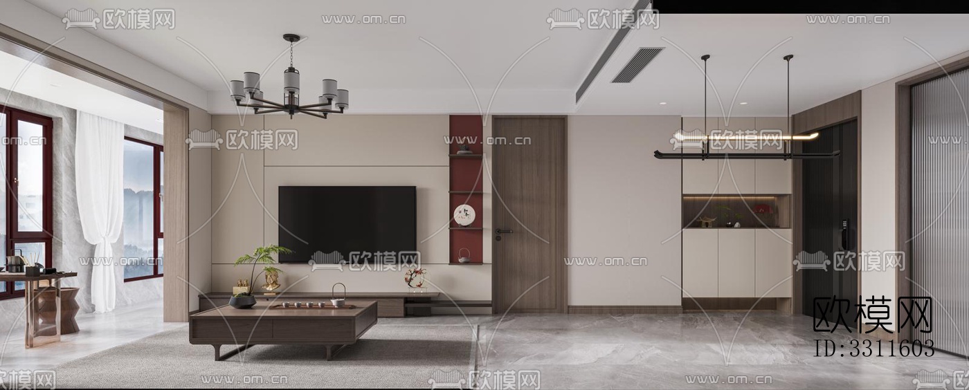 现代客餐厅效果图下载（渲染图6）