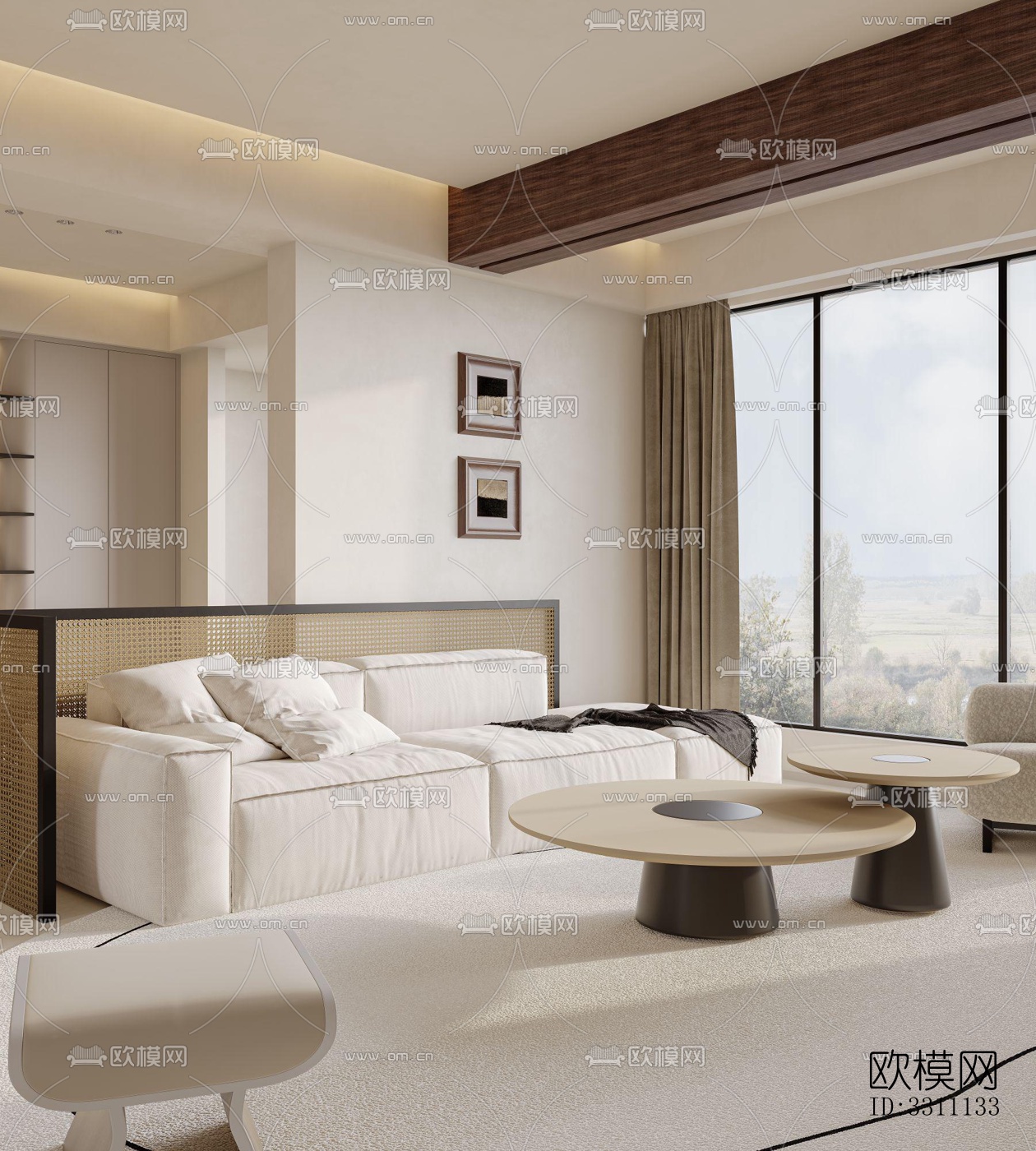 现代客餐厅效果图下载（渲染图3）