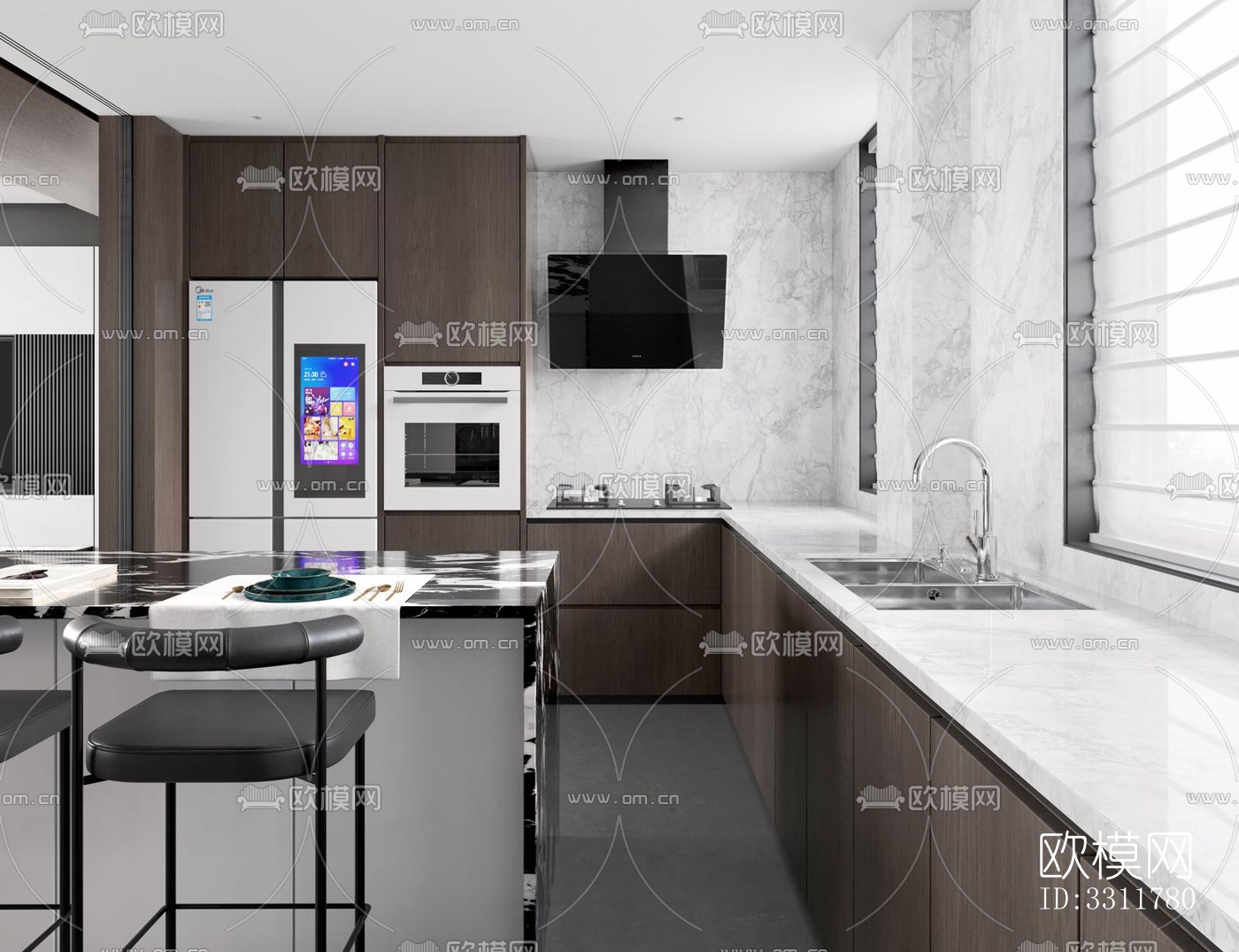 现代客餐厅效果图下载（渲染图2）