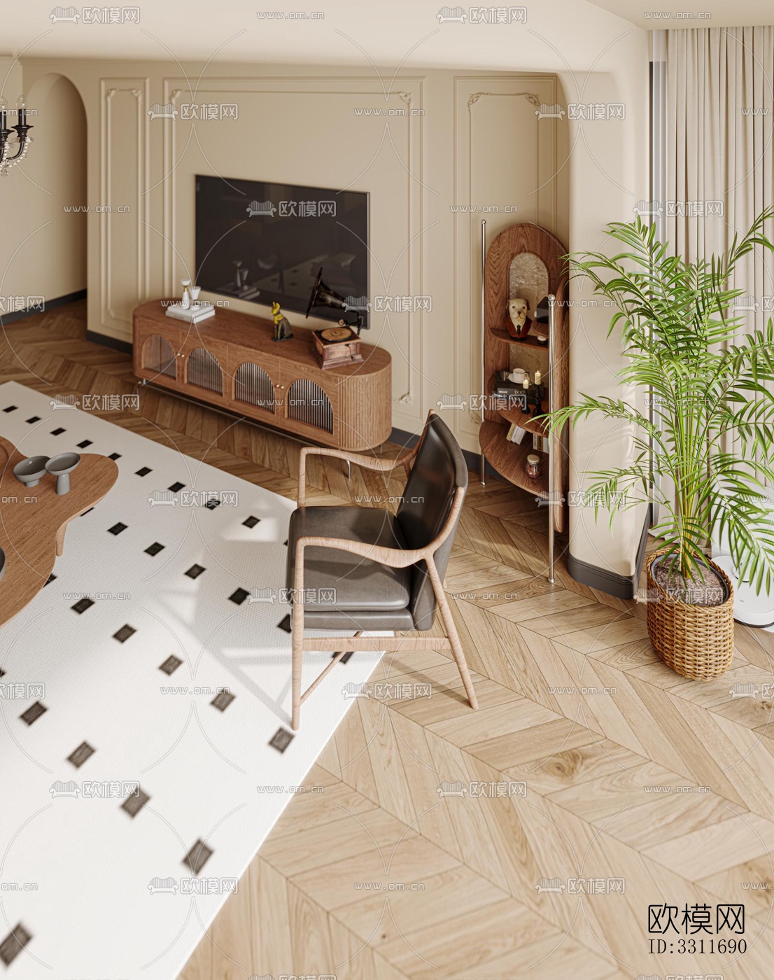 现代客餐厅效果图下载（渲染图6）