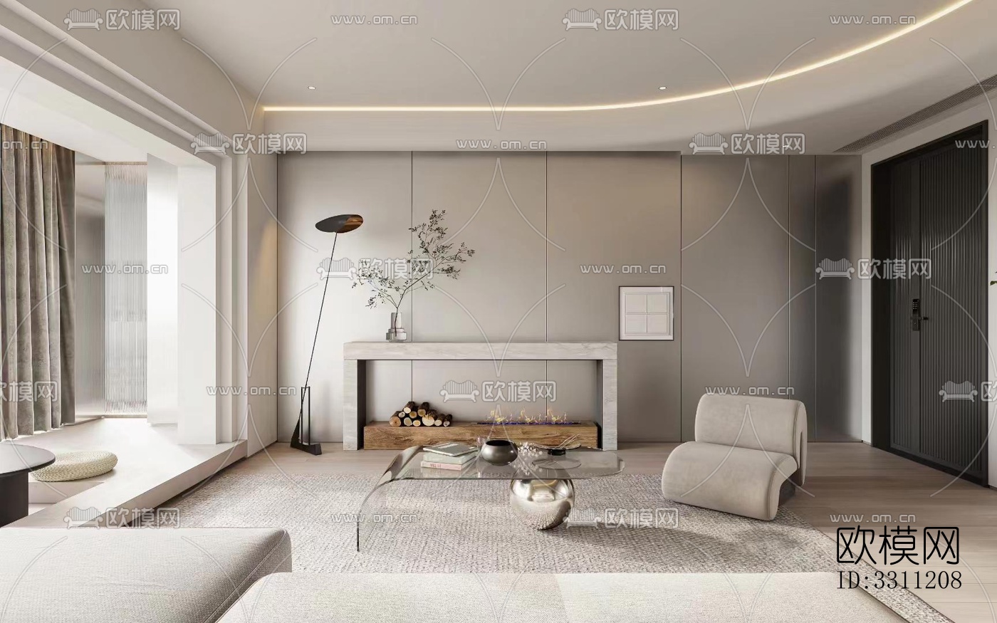 现代客餐厅效果图下载（渲染图2）