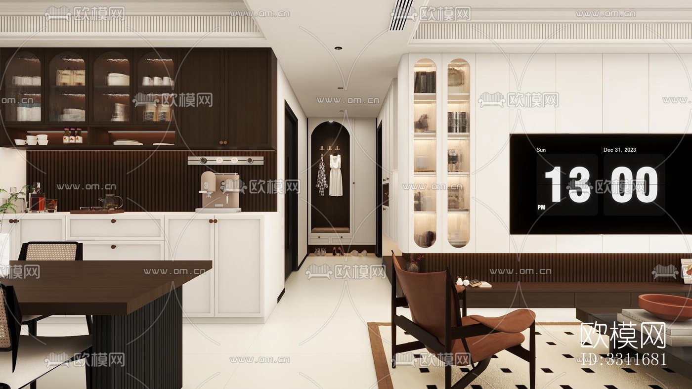 现代客餐厅效果图下载（渲染图2）