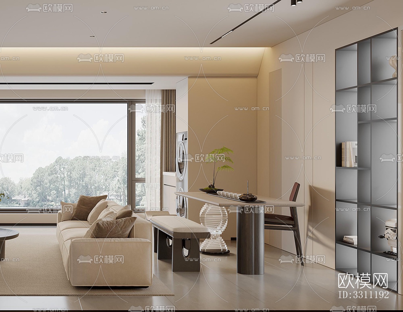 现代客餐厅效果图下载（渲染图6）