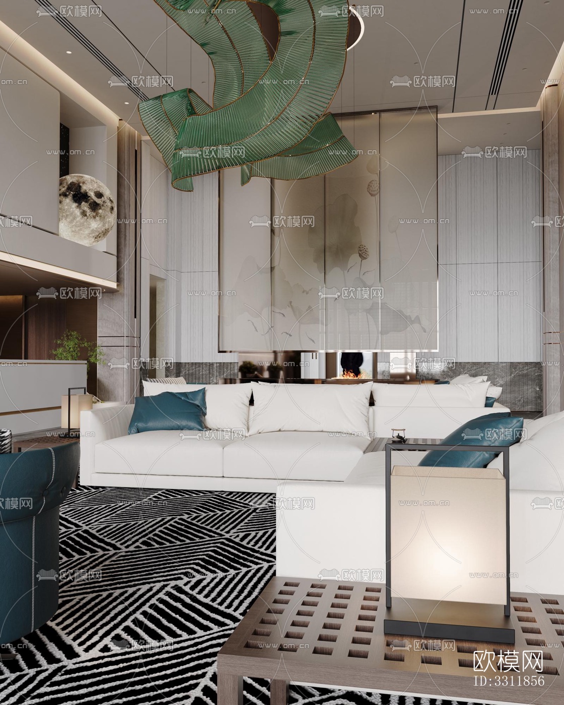 现代客餐厅效果图下载（渲染图5）