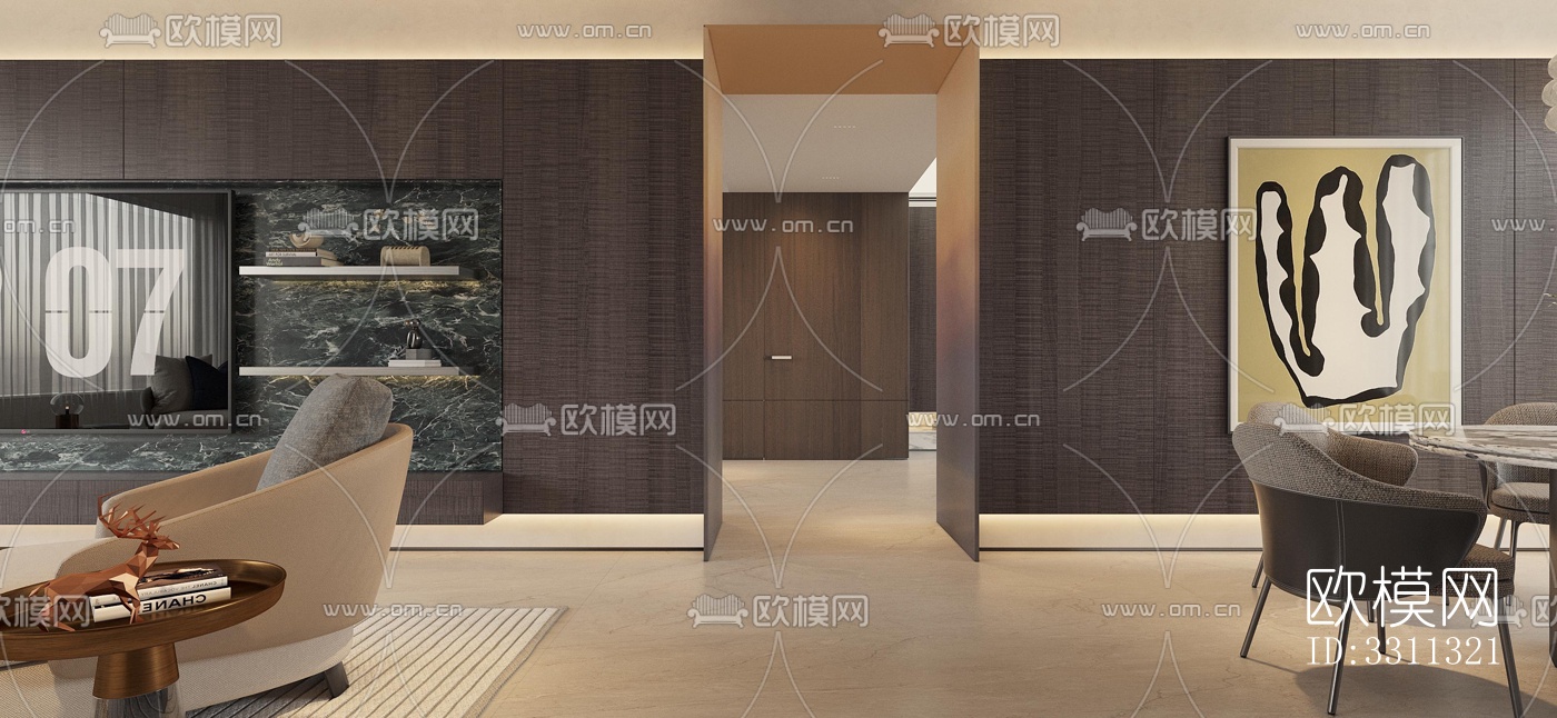 现代客餐厅效果图下载（渲染图11）