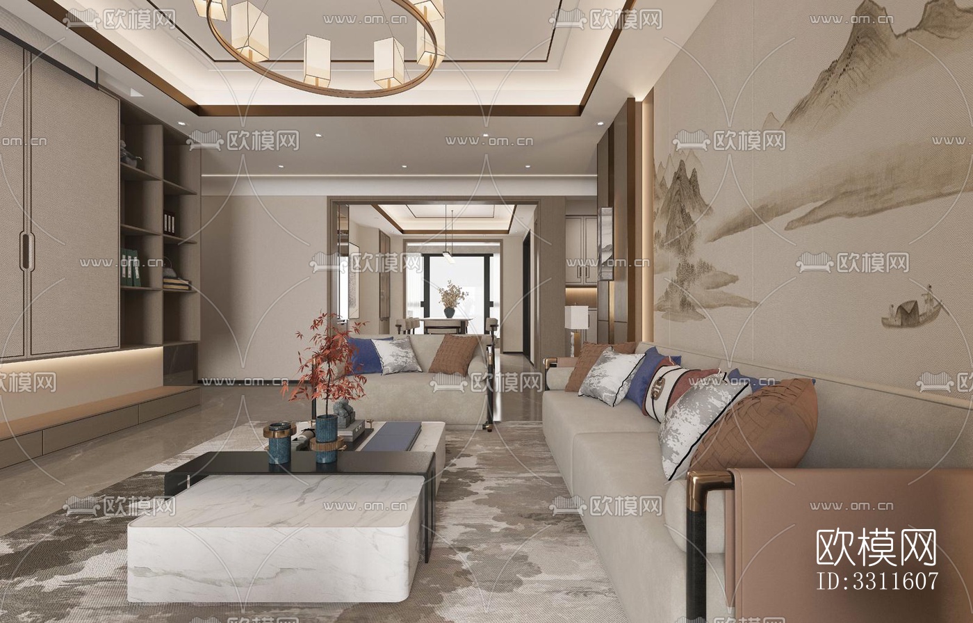 现代客餐厅效果图下载（渲染图7）