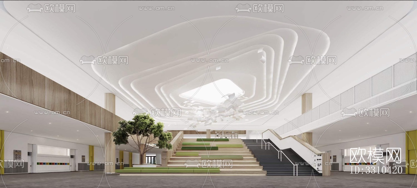 现代图书馆效果图下载（渲染图1）