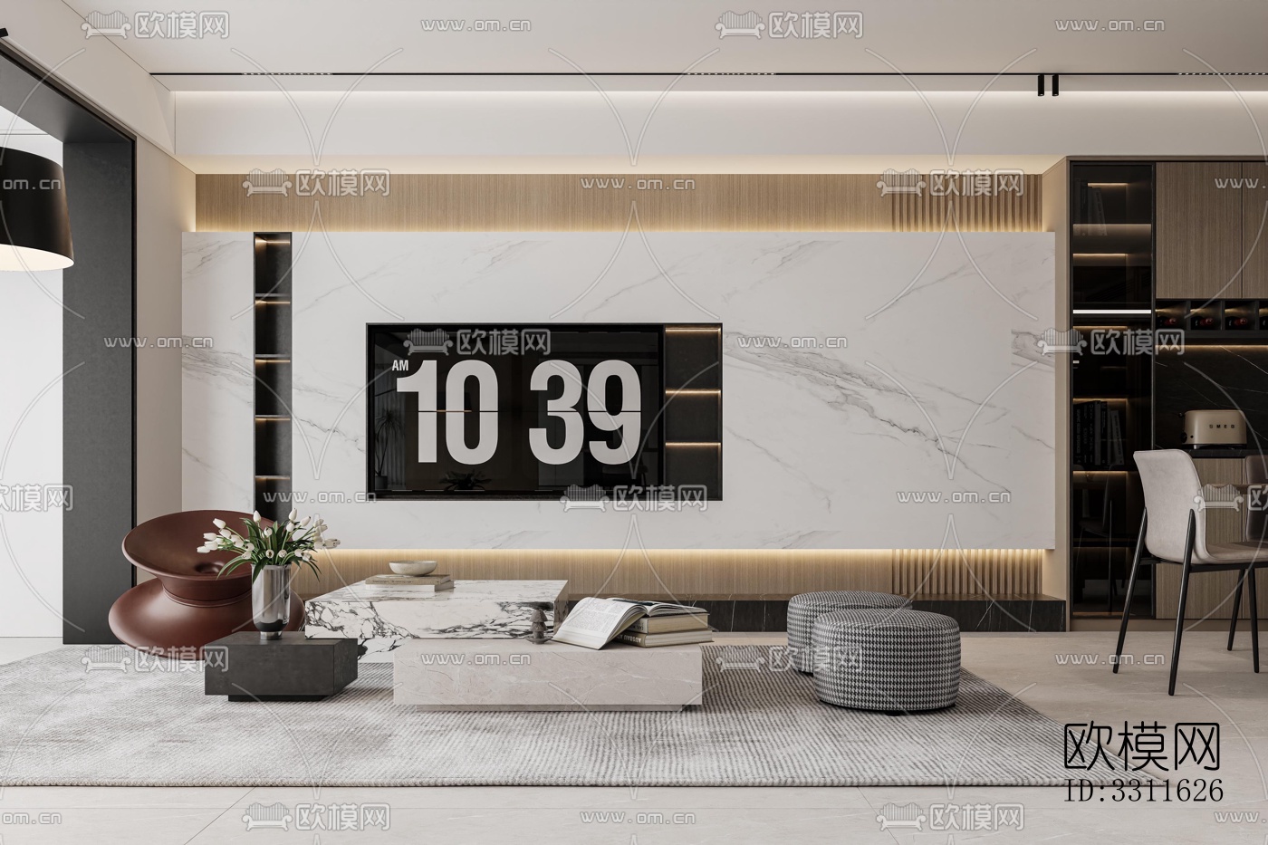 现代客餐厅效果图下载（渲染图6）