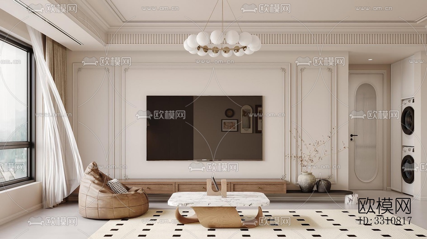 现代客餐厅效果图下载（渲染图2）