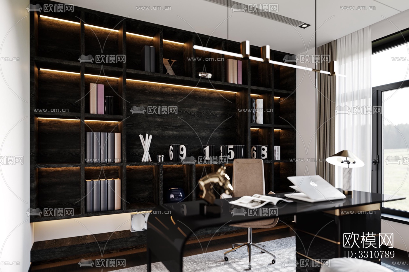 现代卧室效果图下载（渲染图11）