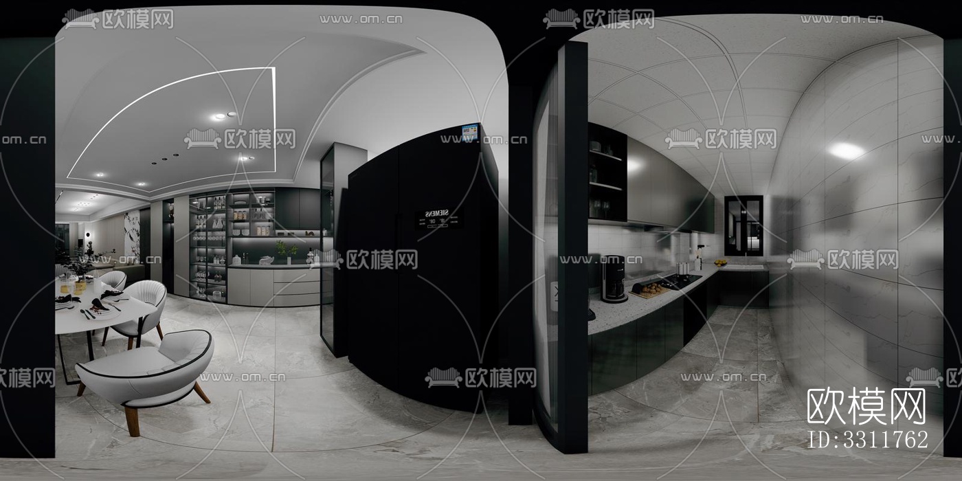 现代客餐厅效果图下载（渲染图5）