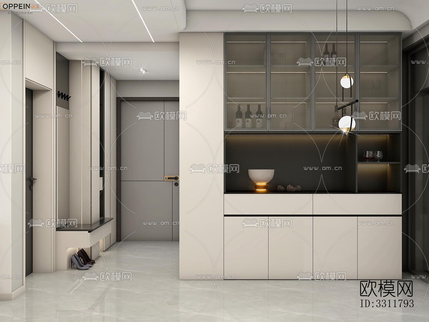 现代客餐厅效果图下载（渲染图3）