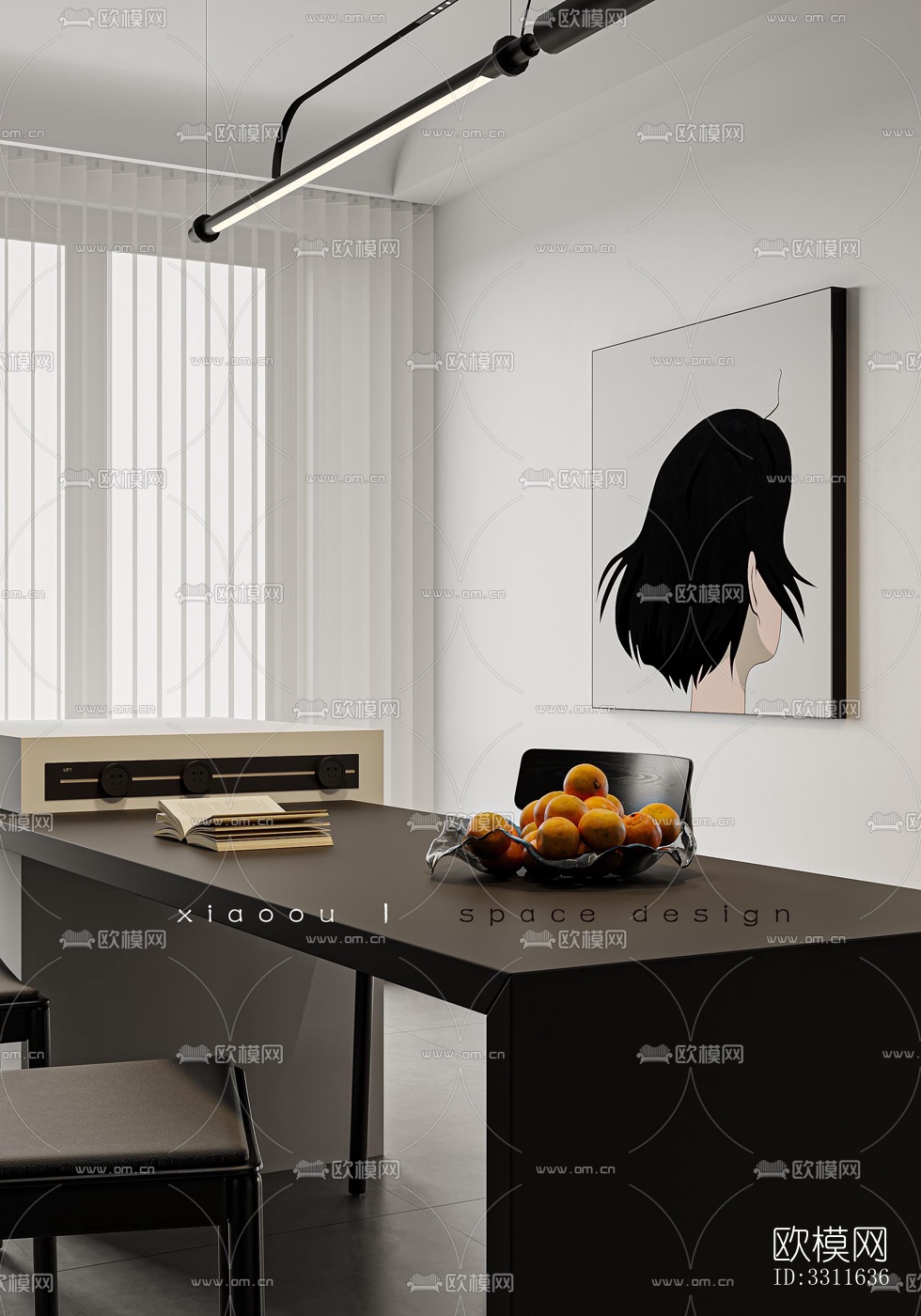 现代客餐厅效果图下载（渲染图3）